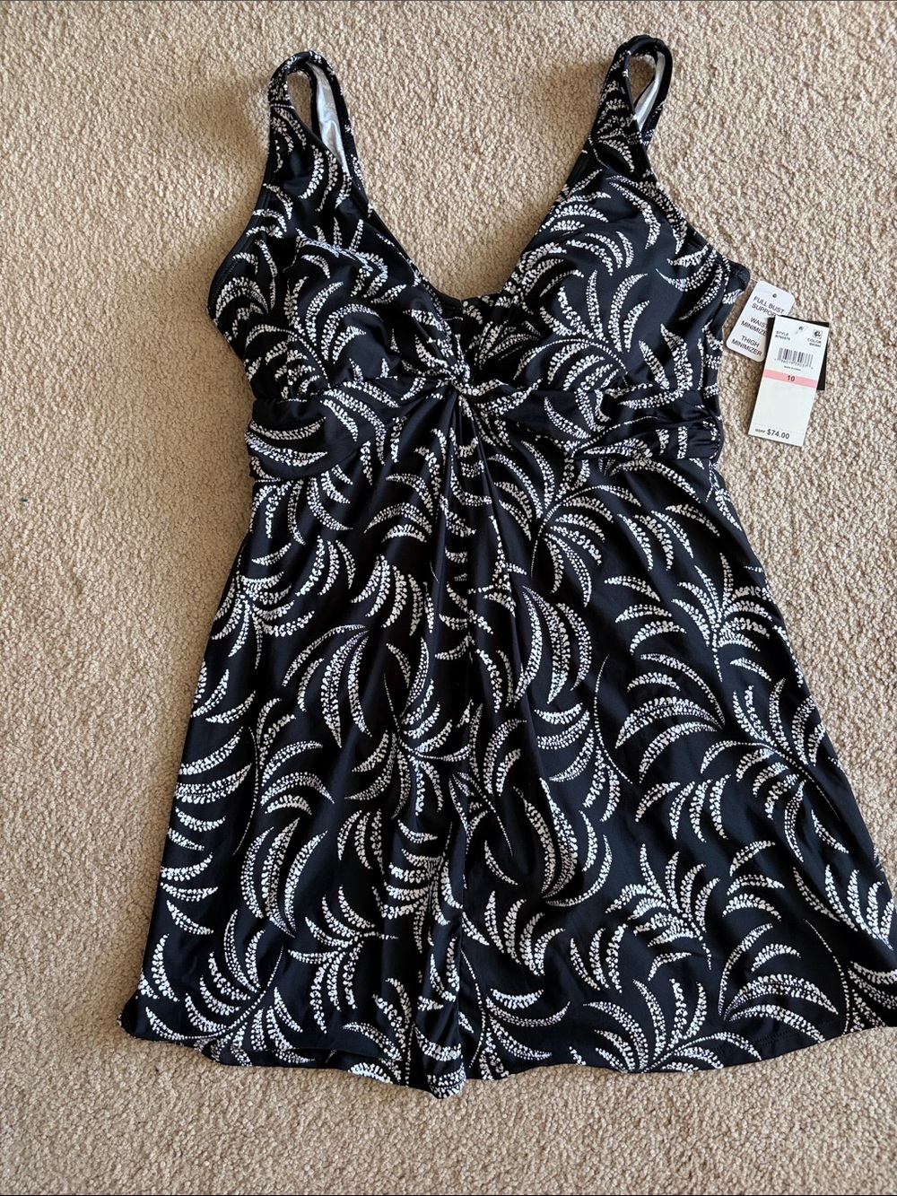 Island Escape Black and White One-Piece Swimdress